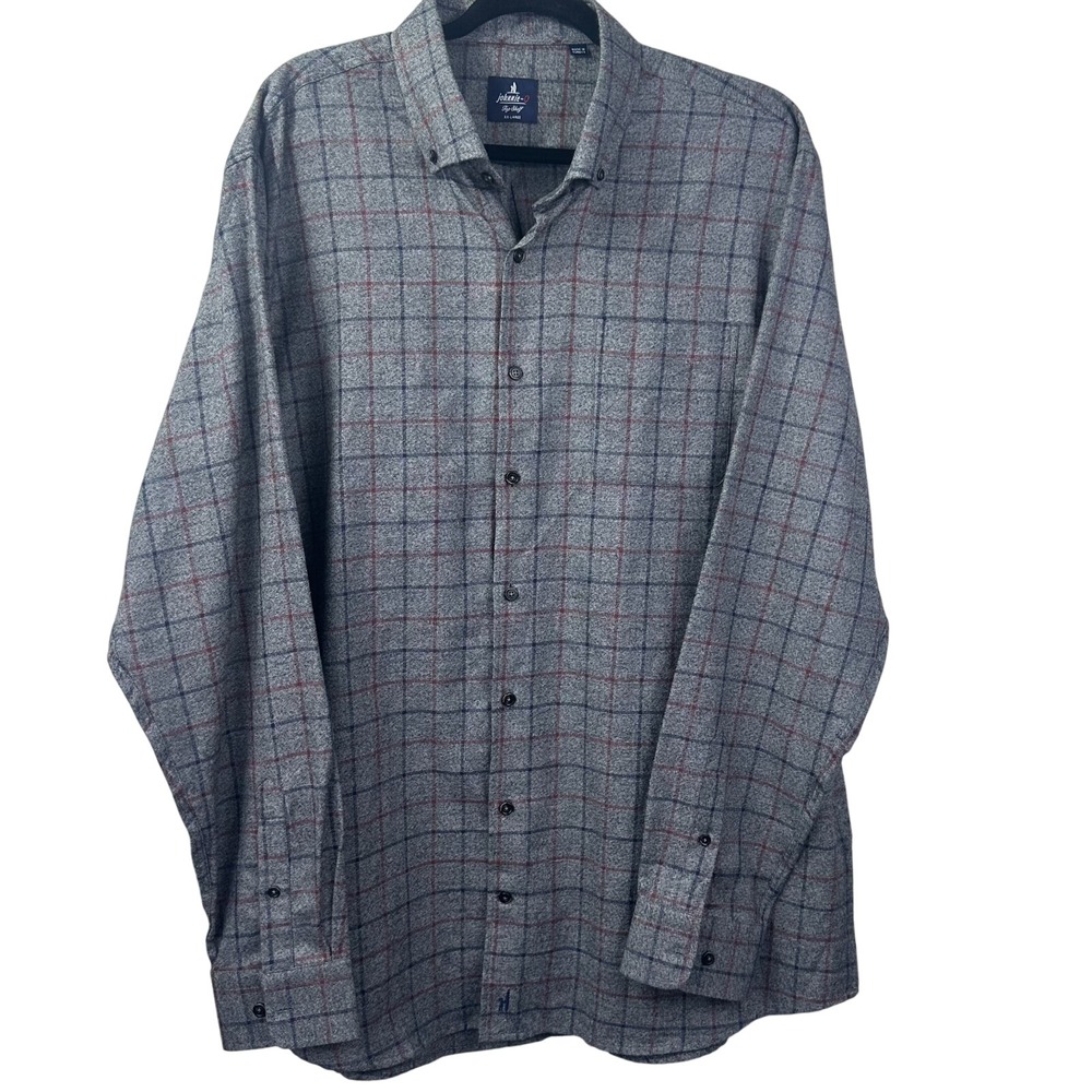 johnnie-O LS‎ Shirt Mens XXLarge Gray Plaid Button down Top Shelf Casual Preppy